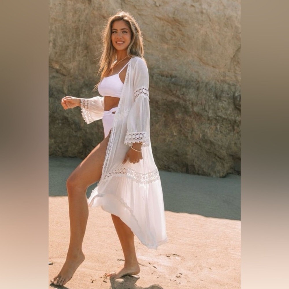 Vici White Boho Swim Cover Up